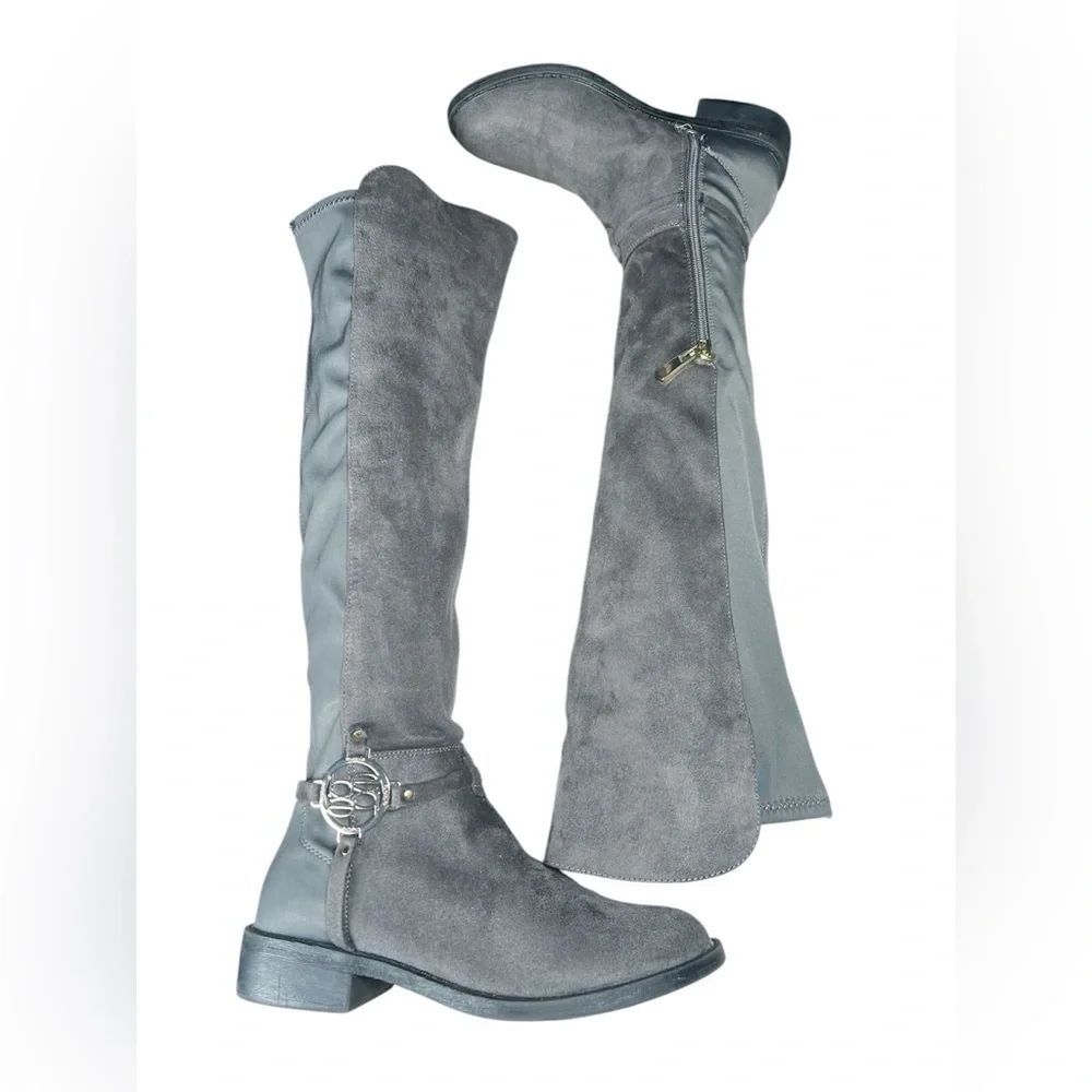 Bebe OXLEY faux suede gray tall boots 6